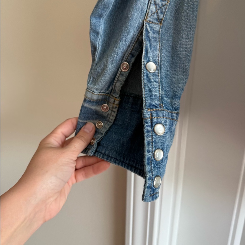 Free People Oversized Denim Peplum blouse, size XS - Picture 5 of 7